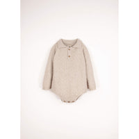 Popelin Beige Textured Knit Romper