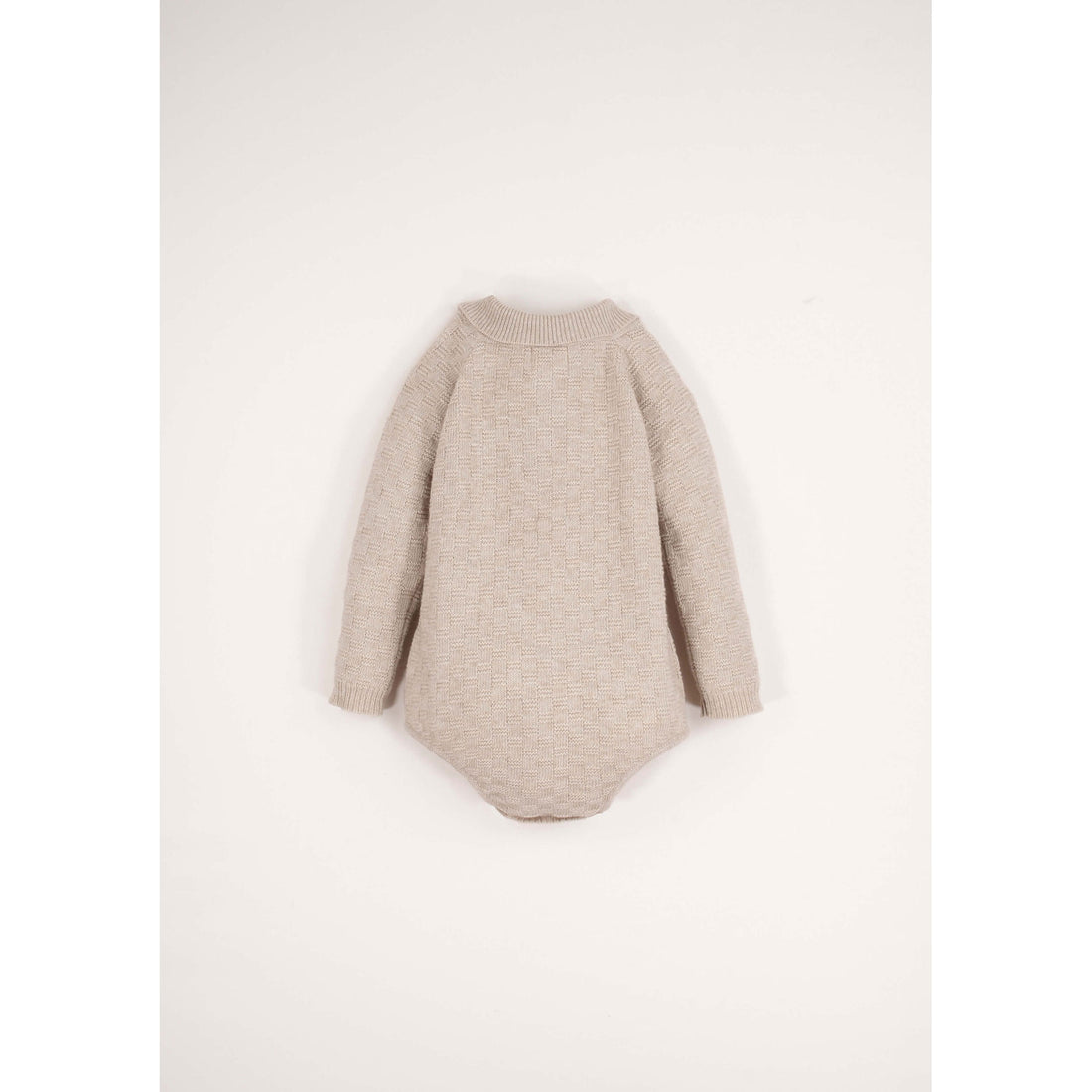 Popelin Beige Textured Knit Romper