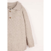 Popelin Beige Textured Knit Romper
