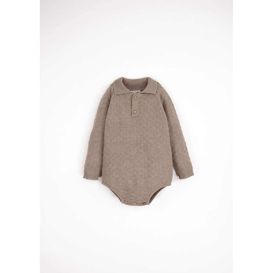 Popelin Camel Textured Knit Romper