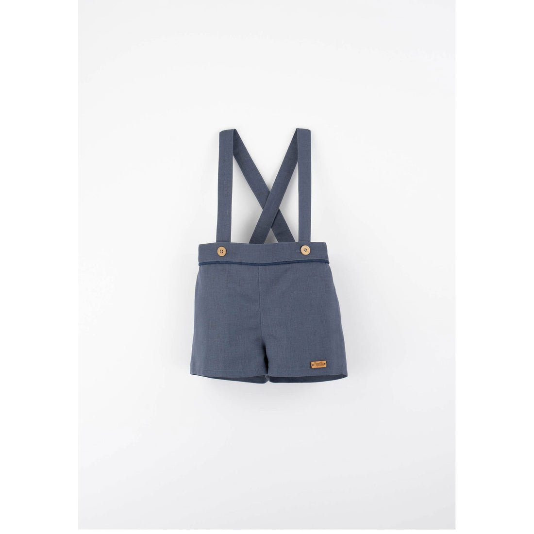 Popelin Slate Blue Linen Suspender Shorts