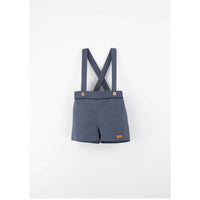 Popelin Slate Blue Linen Suspender Shorts