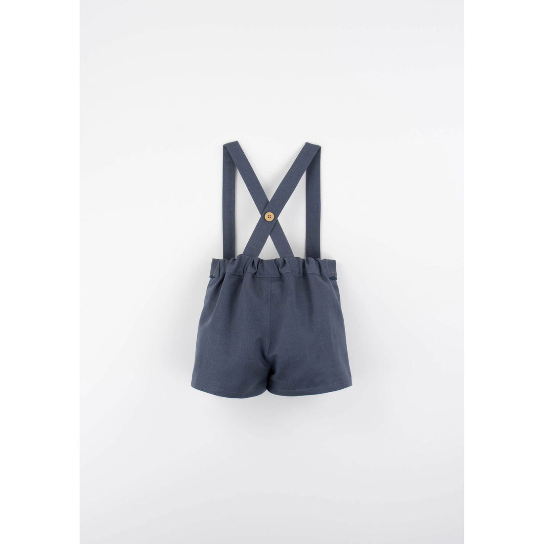 Popelin Slate Blue Linen Suspender Shorts