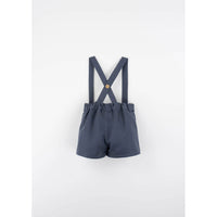 Popelin Slate Blue Linen Suspender Shorts