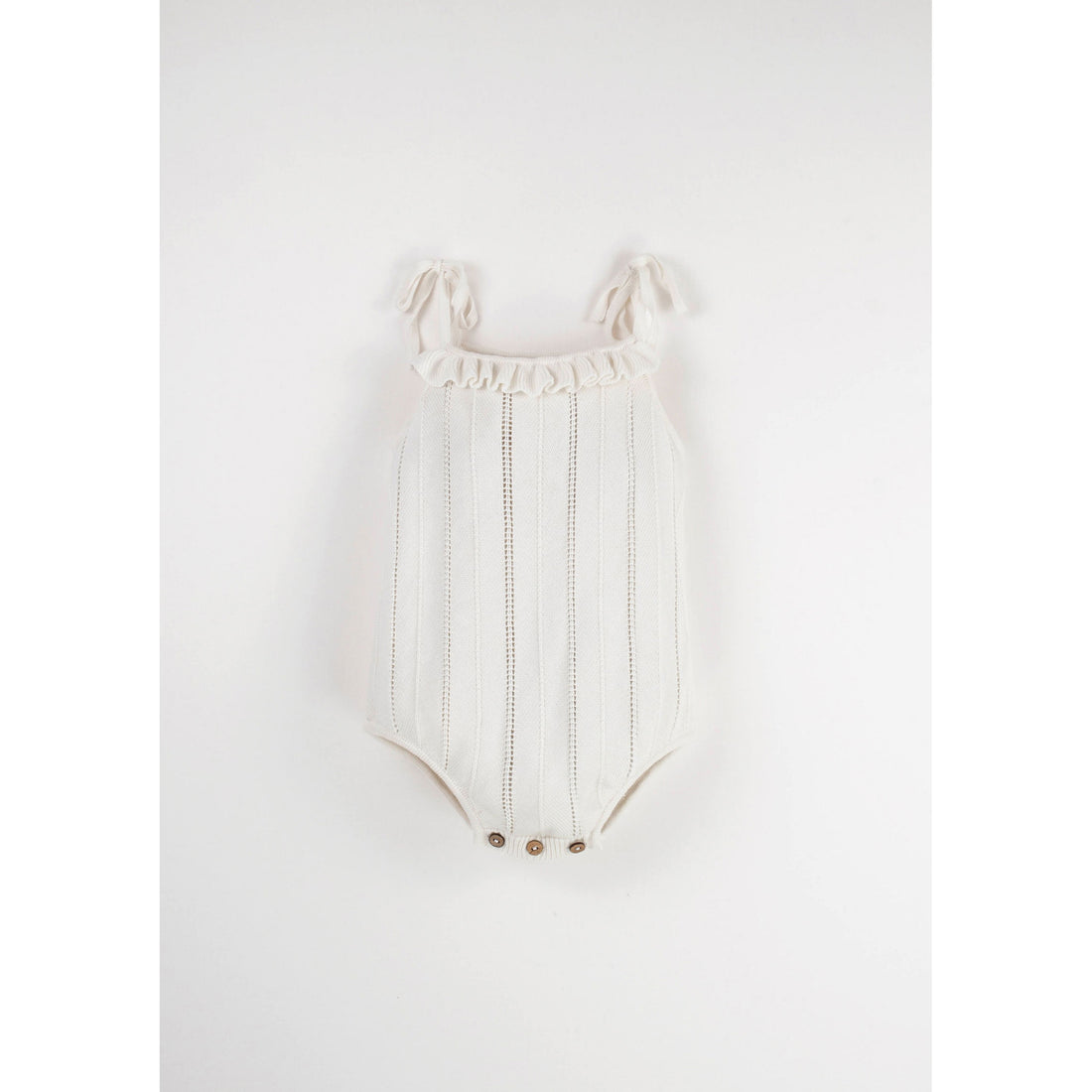 Popelin Off White Openwork Knit Romper