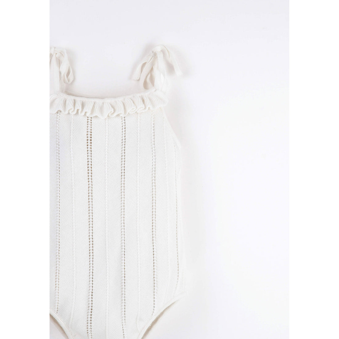 Popelin Off White Openwork Knit Romper