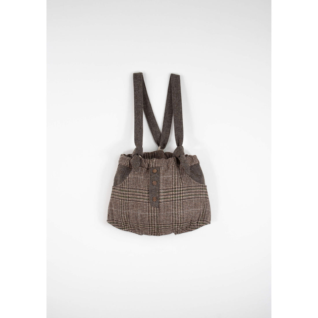 Popelin Brown Plaid Wool Romper
