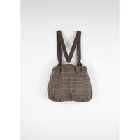 Popelin Brown Plaid Wool Romper