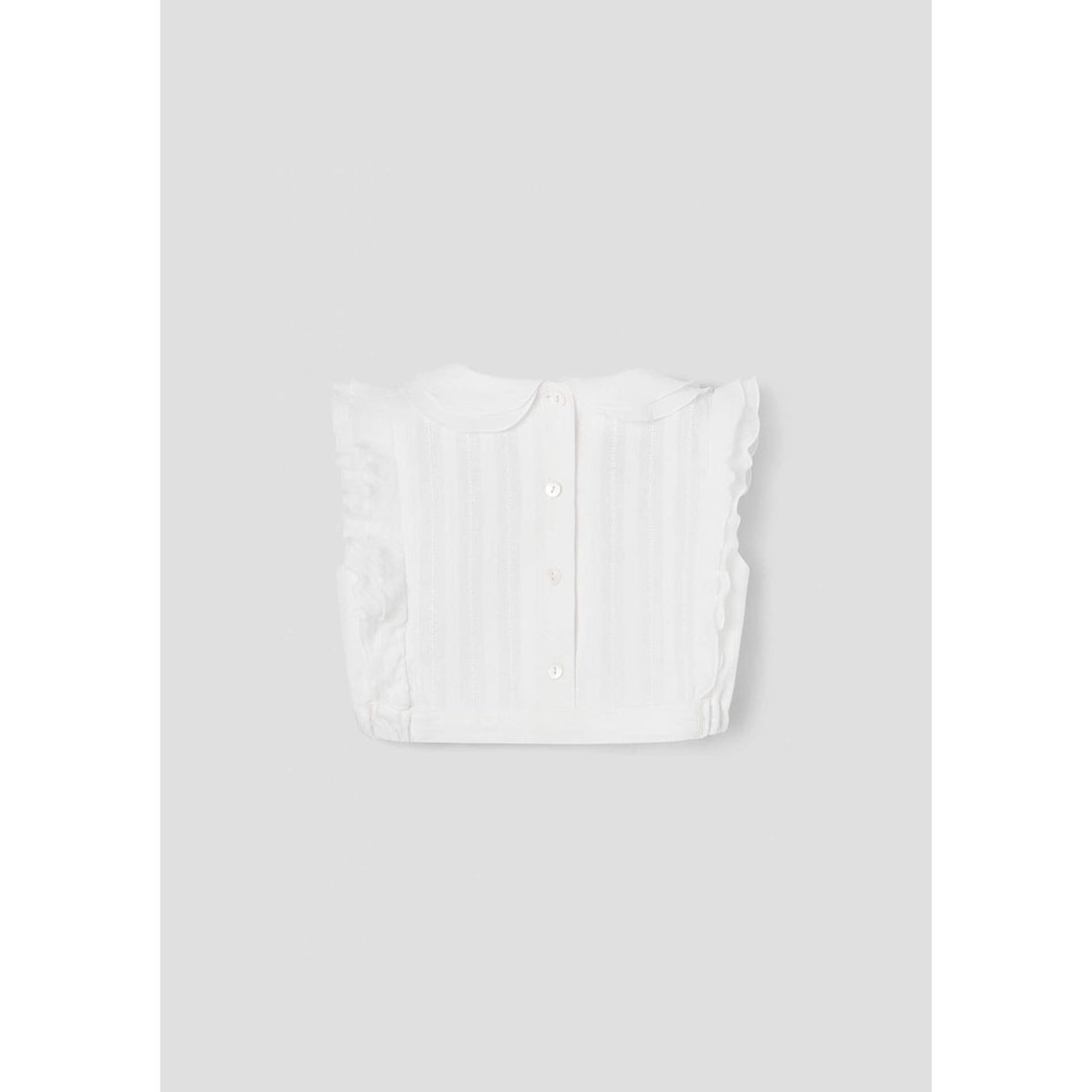 Popelin White Collar Ruffle Top