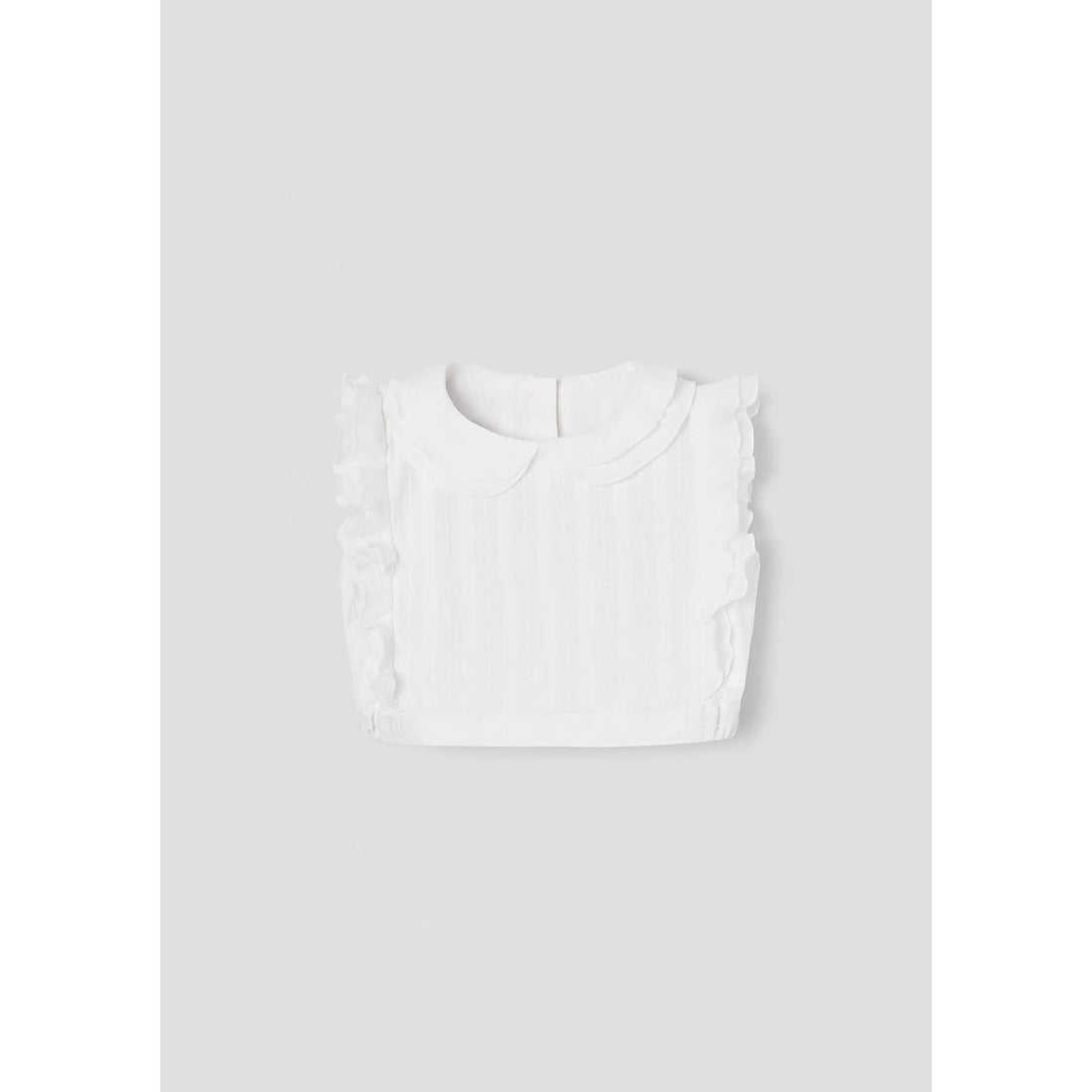 Popelin White Collar Ruffle Top
