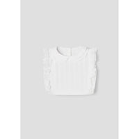 Popelin White Collar Ruffle Top