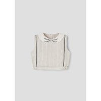 Popelin Silver Lurex Collar Top