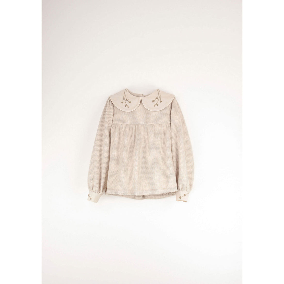 Popelin Off White Baby Collar Knitted Blouse