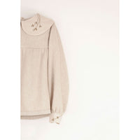Popelin Off White Baby Collar Knitted Blouse