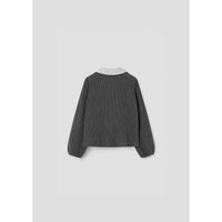 Popelin Black Gingham Embroidered Collar Blouse