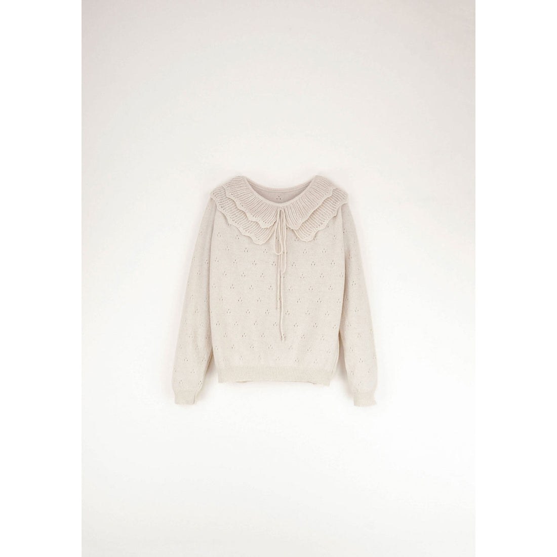 Popelin Off White Double Frill Collar Sweater