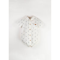 Popelin Embroidered Anchor Shirt Collar Romper