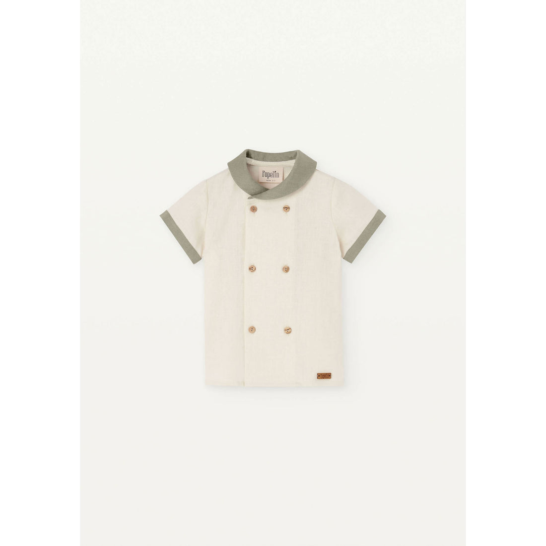 Popelin Green Collar Linen Shirt