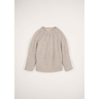 Popelin Beige Openwork Knit Pullover