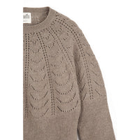 Popelin Camel Openwork Knit Pullover