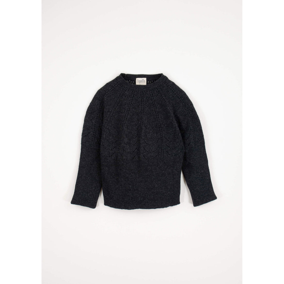Popelin Dark Grey Openwork Knit Pullover
