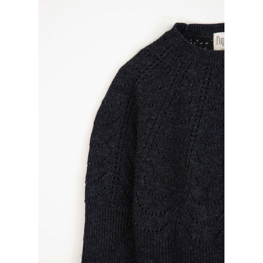 Popelin Dark Grey Openwork Knit Pullover