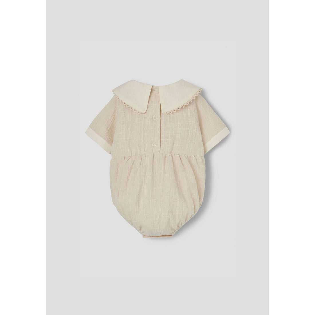 Popelin Off White Embroidered Collar Romper