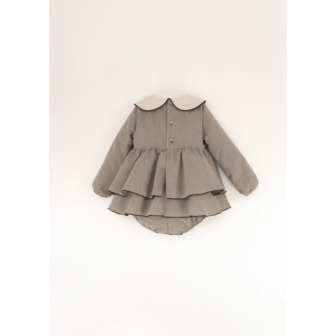 Popelin Black Gingham Frilled Romper
