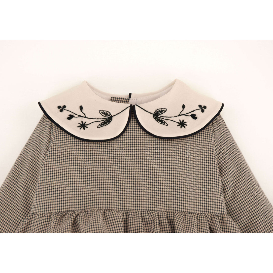 Popelin Black Gingham Frilled Romper