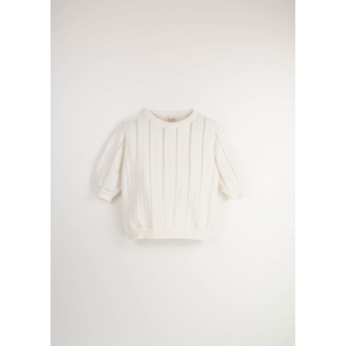 Popelin Off White Openwork Knit Top