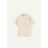 Popelin Off White Mandarin Collar Shirt