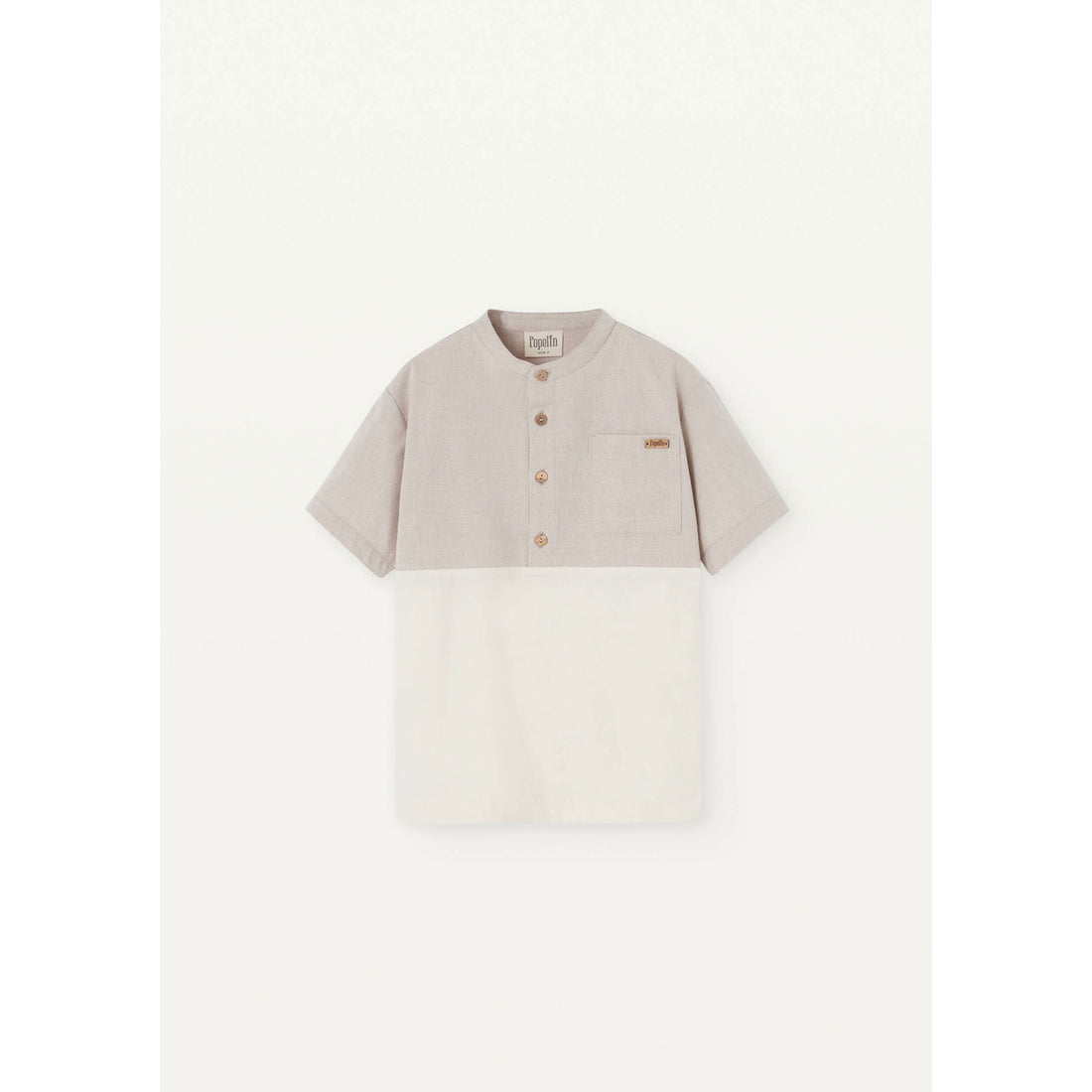 Popelin Sand Mandarin Collar Shirt