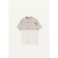 Popelin Sand Mandarin Collar Shirt