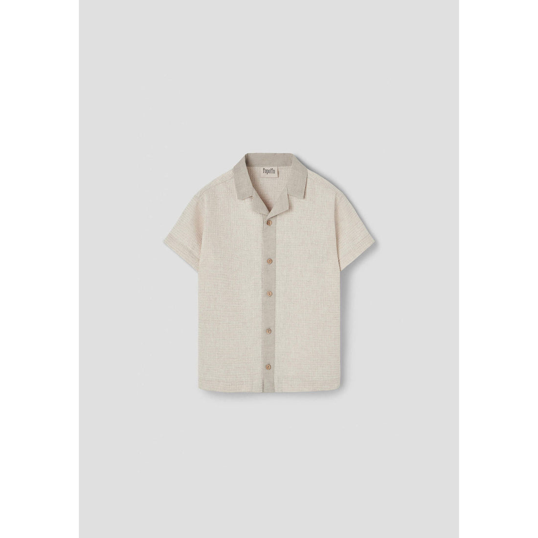 Popelin Sand Waffle Lapel Collar Shirt
