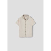 Popelin Sand Waffle Lapel Collar Shirt
