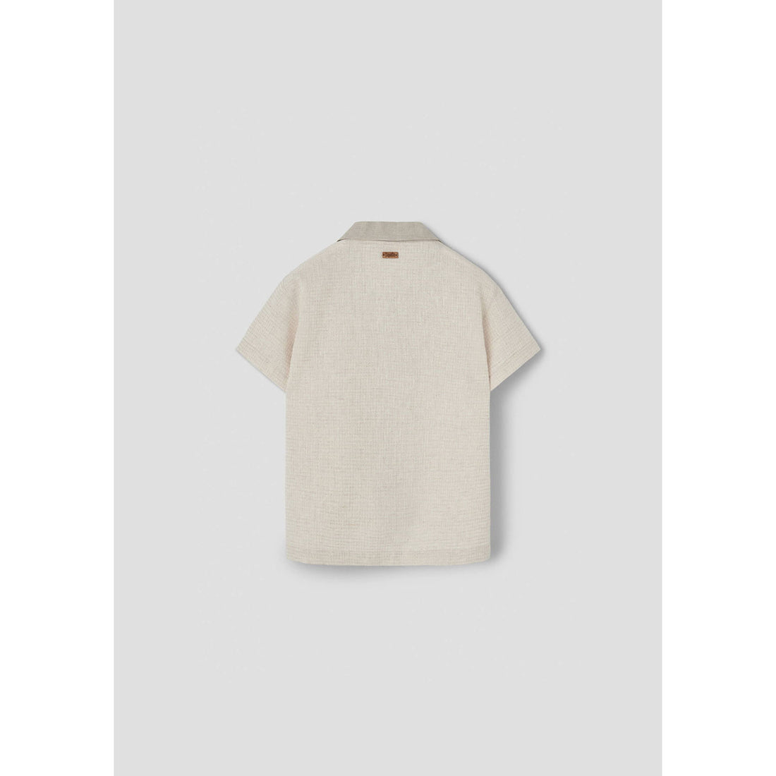 Popelin Sand Waffle Lapel Collar Shirt