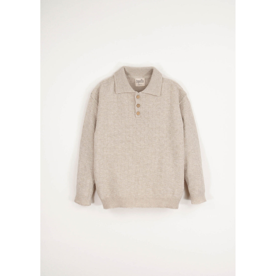 Popelin Beige Textured Knit Polo