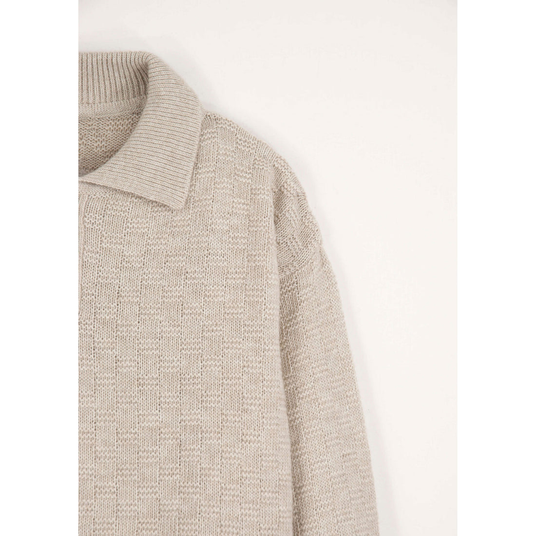 Popelin Beige Textured Knit Polo