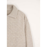 Popelin Beige Textured Knit Polo