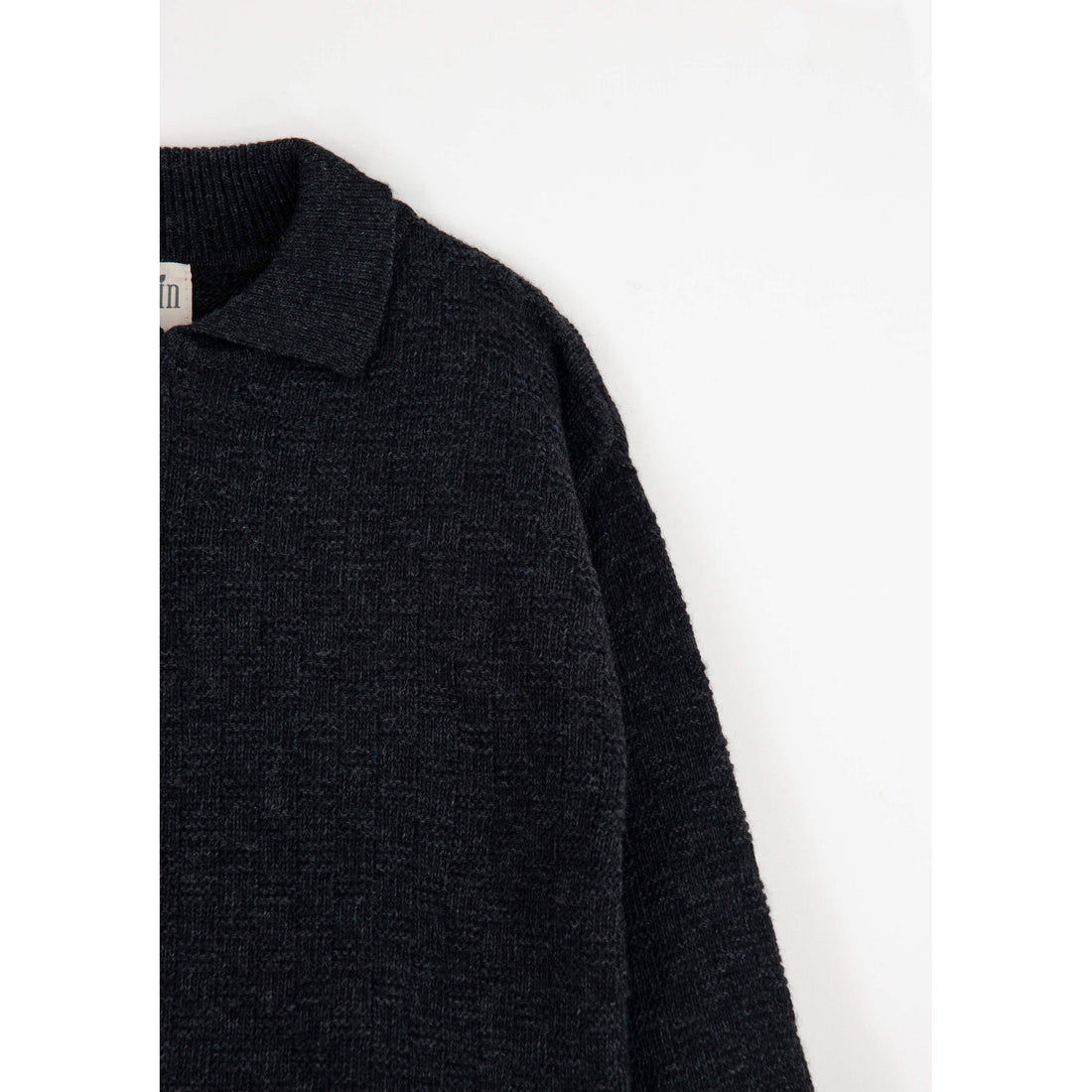 Popelin Dark Grey Textured Knit Polo