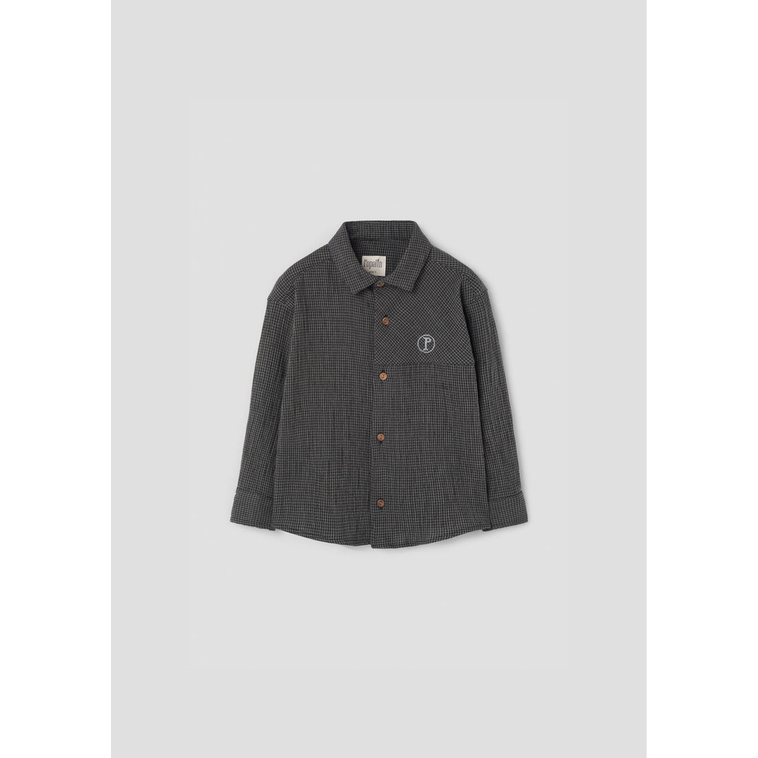 Popelin Black Gingham Collar Shirt