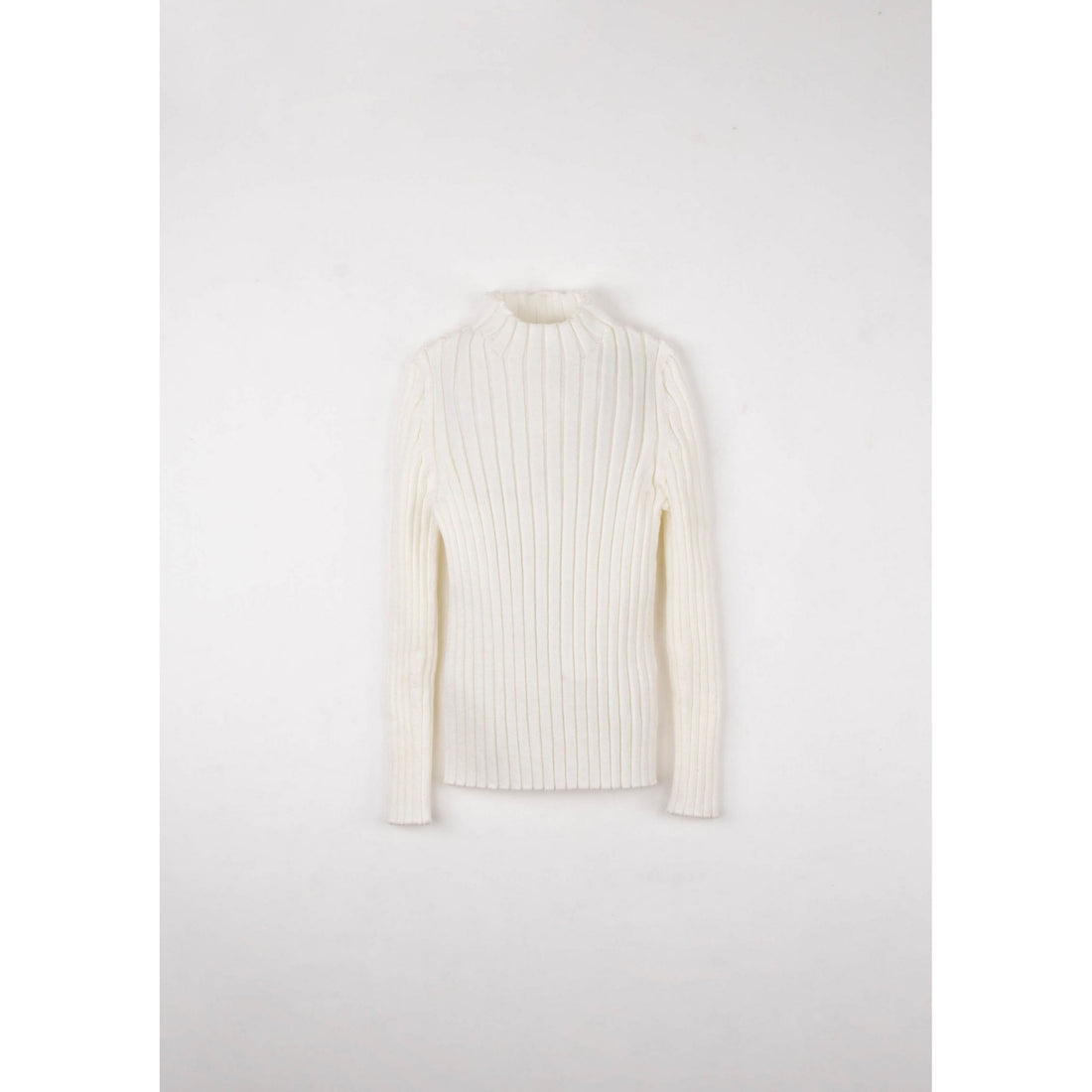 Popelin Off White Funnel Collar Rib Pullover