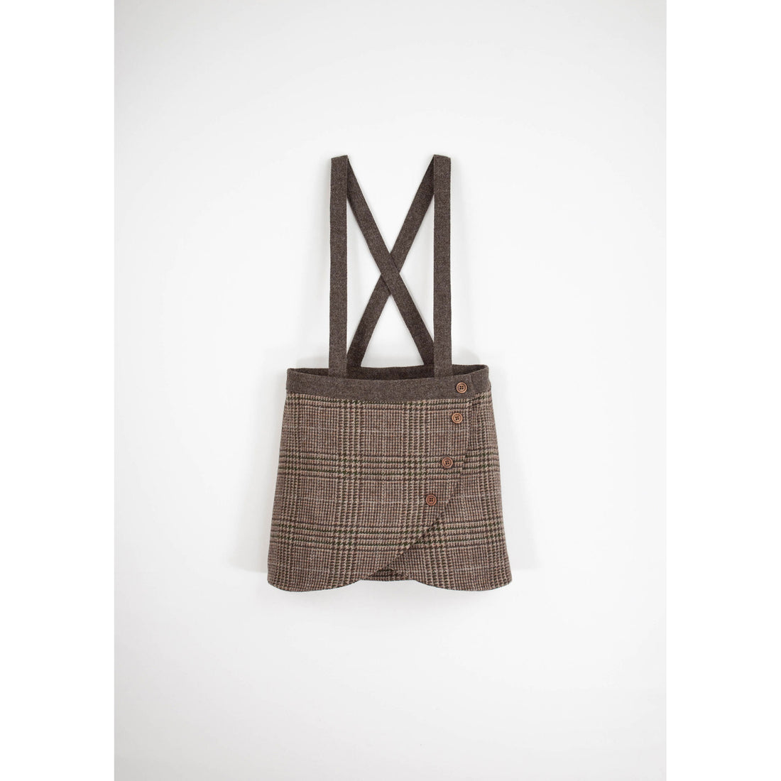 Popelin Brown Plaid Crossover Skirt