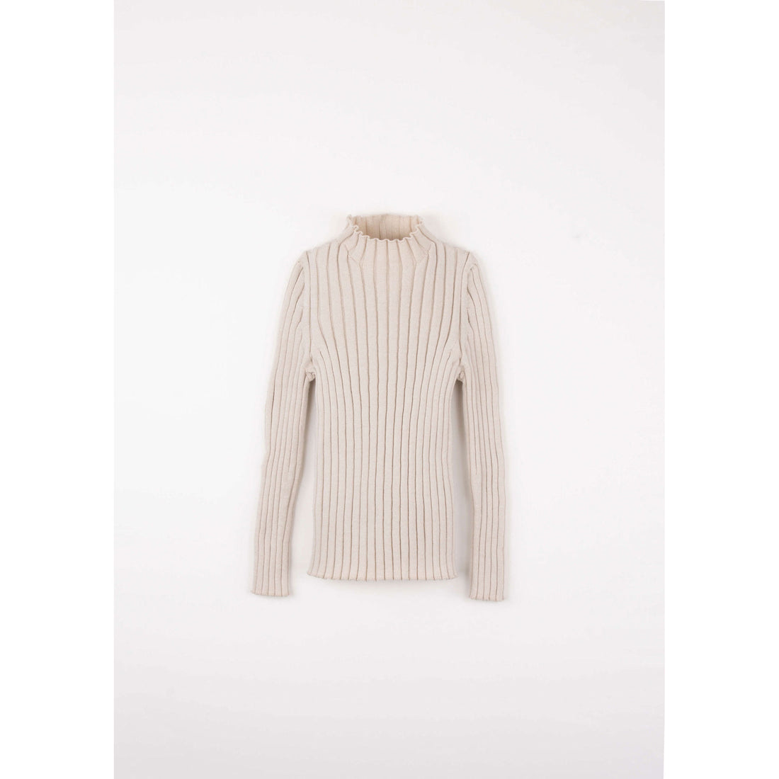 Popelin Sand Funnel Collar Rib Pullover