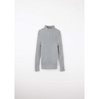 Popelin Grey Melange Funnel Collar Rib Pullover