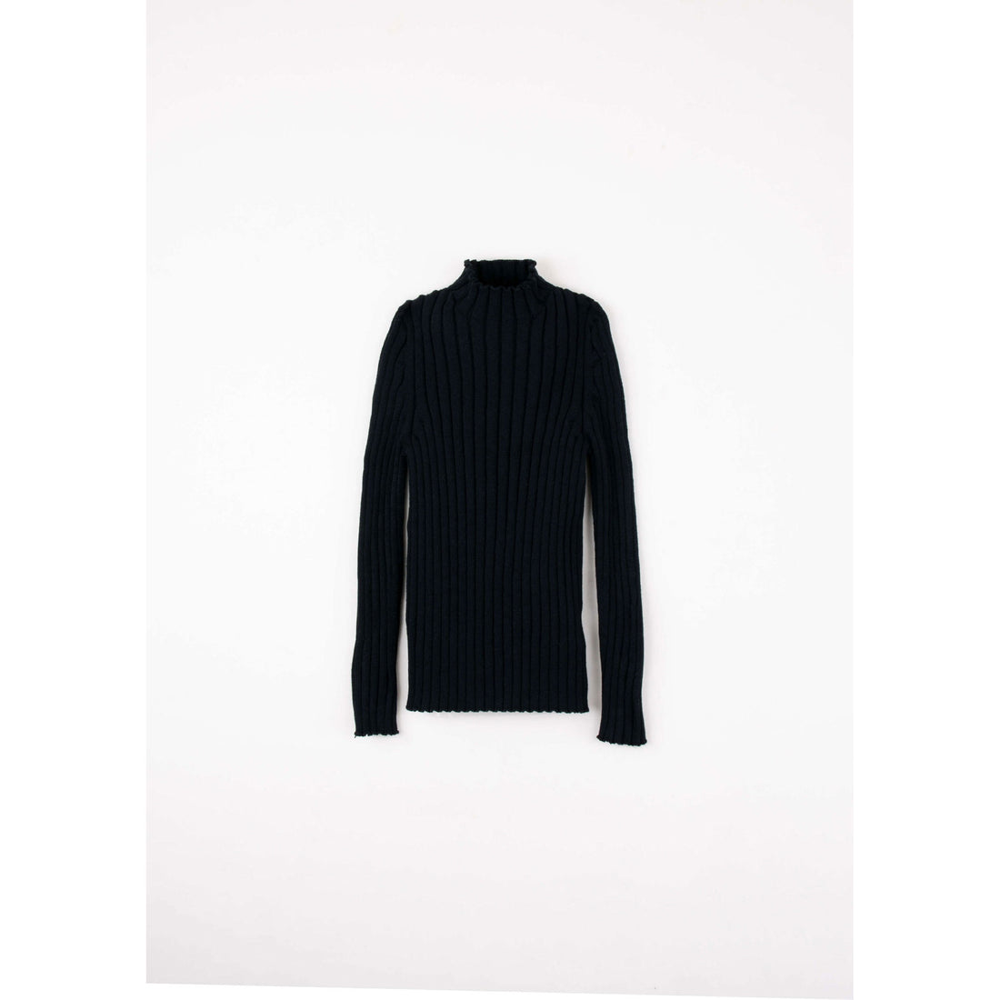 Popelin Black Funnel Collar Rib Pullover