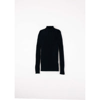 Popelin Black Funnel Collar Rib Pullover
