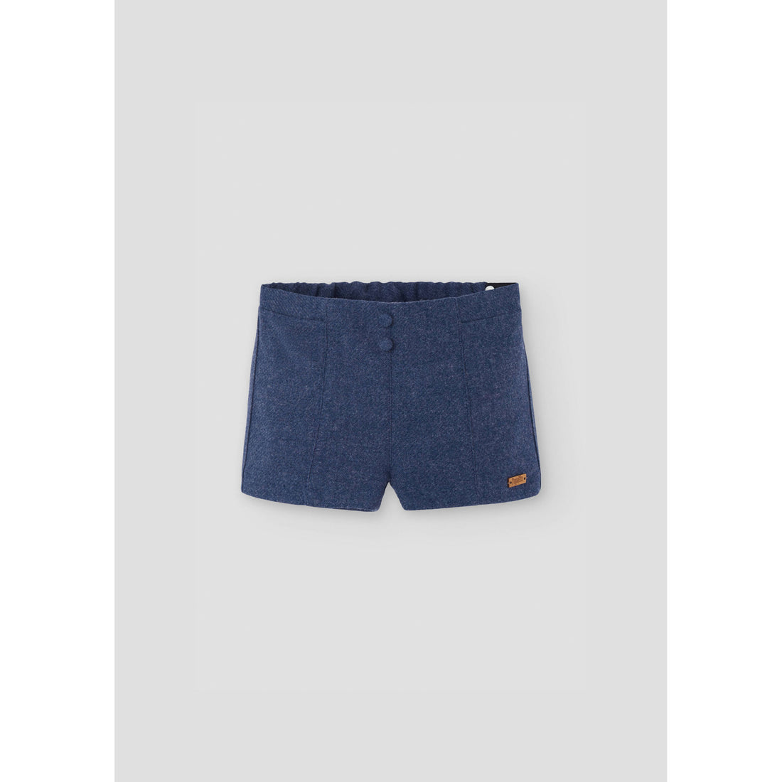 Popelin Blue Woolen Panelled Shorts