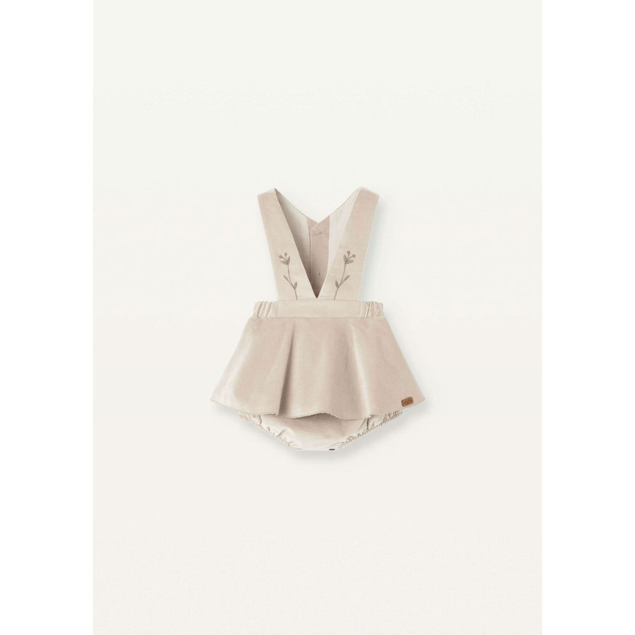 Popelin Beige Velvet Romper