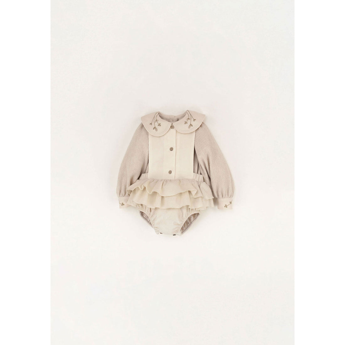 Popelin Off White Frill Bottom Romper
